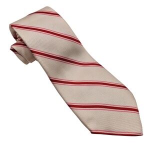 Kiton Napoli Silk Tie Red Pink Cream Striped Luxury Handmade Italy Designer